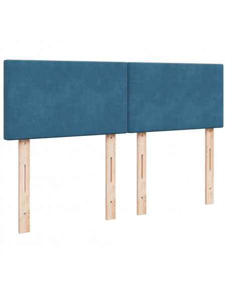 Giroletto a Molle con Materasso Blu Scuro 140x200 cm in Velluto
