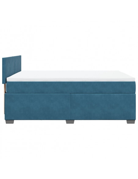 Giroletto a Molle con Materasso Blu Scuro 140x200 cm in Velluto