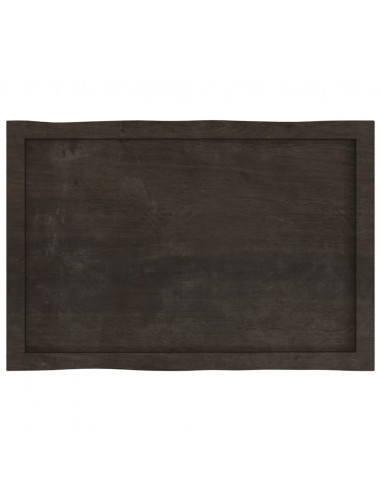 Piano Tavolo Marrone Scuro 80x50x(2-6)cm in Rovere Non Trattato