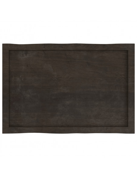 Piano Tavolo Marrone Scuro 80x50x(2-6)cm in Rovere Non Trattato