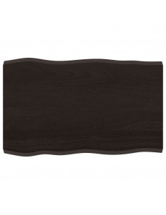 Piano Tavolo Marrone Scuro 80x50x(2-4)cm in Rovere Non Trattato 2