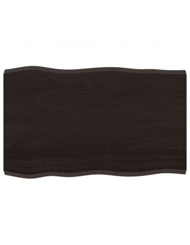 Piano Tavolo Marrone Scuro 80x50x(2-4)cm in Rovere Non Trattato