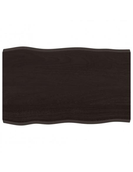 Piano Tavolo Marrone Scuro 80x50x(2-4)cm in Rovere Non Trattato