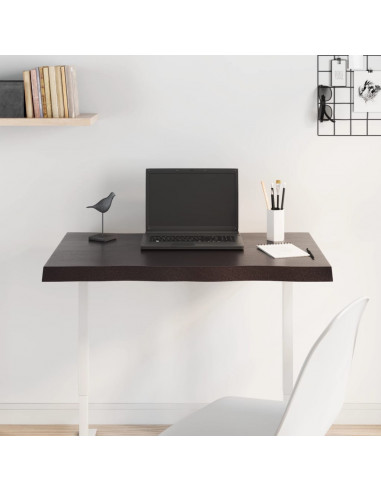 Piano Tavolo Marrone Scuro 80x50x(2-4)cm in Rovere Non Trattato