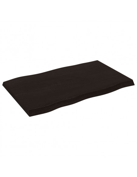 Piano Tavolo Marrone Scuro 80x50x(2-4)cm in Rovere Non Trattato