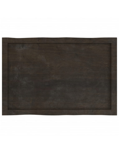 Piano Tavolo Marrone Scuro 80x50x(2-4)cm in Rovere Non Trattato