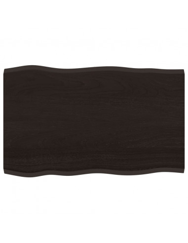 Piano Tavolo Marrone Scuro 80x50x2 cm in Rovere Non Trattato