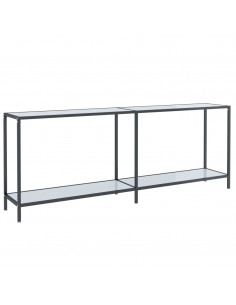 Tavolo Consolle Bianco 200x35x75,5 cm in Vetro Temperato 2
