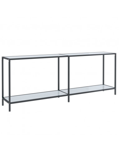 Tavolo Consolle Bianco 200x35x75,5 cm in Vetro Temperato