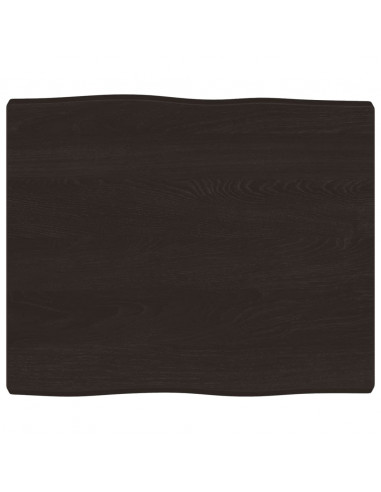 Piano Tavolo Marrone Scuro 60x50x(2-4)cm in Rovere Non Trattato