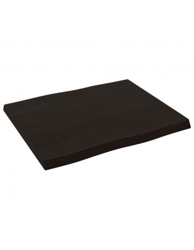 Piano Tavolo Marrone Scuro 60x50x(2-4)cm in Rovere Non Trattato