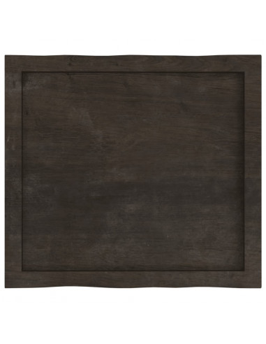 Piano Tavolo Marrone Scuro 60x50x(2-4)cm in Rovere Non Trattato
