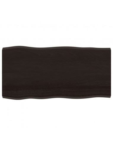 Piano Tavolo Marrone Scuro 100x50x(2-4)cm Rovere Non Trattato