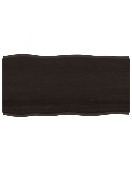 Piano Tavolo Marrone Scuro 100x50x(2-4)cm Rovere Non Trattato