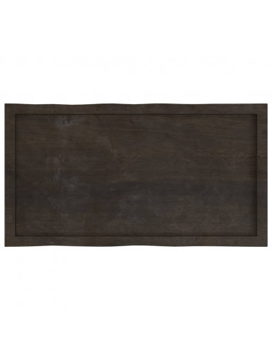 Piano Tavolo Marrone Scuro 100x50x(2-4)cm Rovere Non Trattato