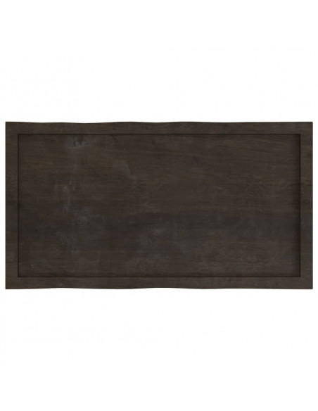 Piano Tavolo Marrone Scuro 100x50x(2-4)cm Rovere Non Trattato