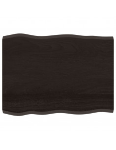 Piano Tavolo Marrone Scuro 80x60x(2-4)cm in Rovere Non Trattato 2