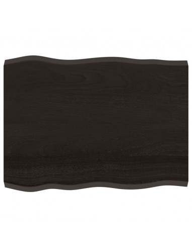 Piano Tavolo Marrone Scuro 80x60x(2-4)cm in Rovere Non Trattato