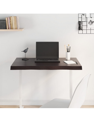 Piano Tavolo Marrone Scuro 80x60x(2-4)cm in Rovere Non Trattato