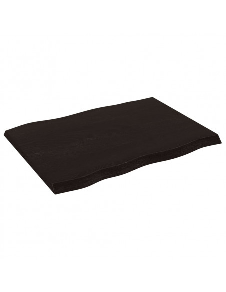 Piano Tavolo Marrone Scuro 80x60x(2-4)cm in Rovere Non Trattato