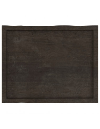 Piano Tavolo Marrone Scuro 80x60x(2-4)cm in Rovere Non Trattato