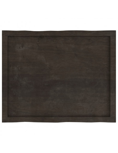 Piano Tavolo Marrone Scuro 80x60x(2-4)cm in Rovere Non Trattato