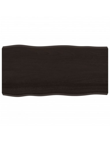 Piano Tavolo Marrone Scuro 100x50x(2-6)cm Rovere Non Trattato