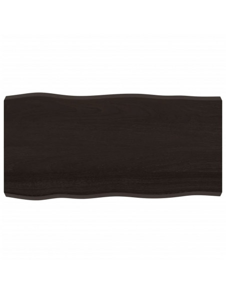 Piano Tavolo Marrone Scuro 100x50x(2-6)cm Rovere Non Trattato