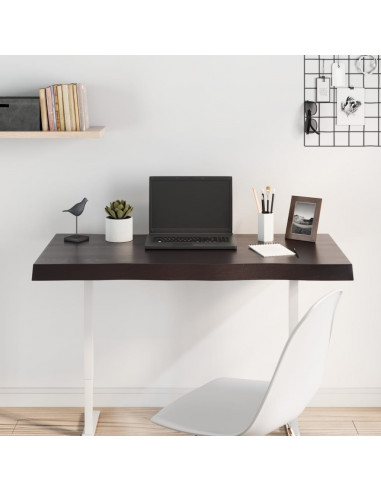 Piano Tavolo Marrone Scuro 100x50x(2-6)cm Rovere Non Trattato