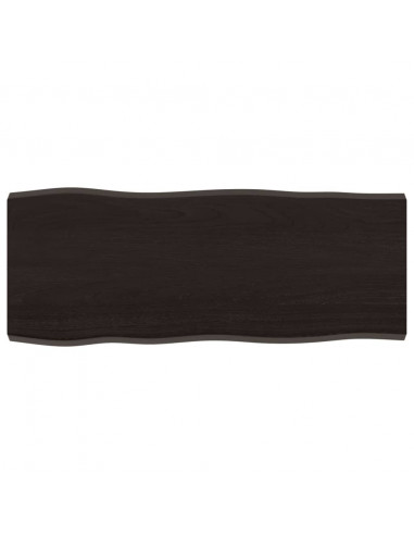 Piano Tavolo Marrone Scuro 100x40x(2-4)cm Rovere Non Trattato