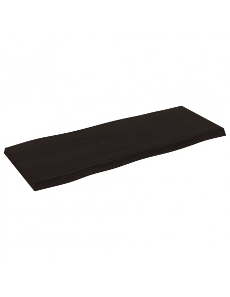 Piano Tavolo Marrone Scuro 100x40x(2-4)cm Rovere Non Trattato