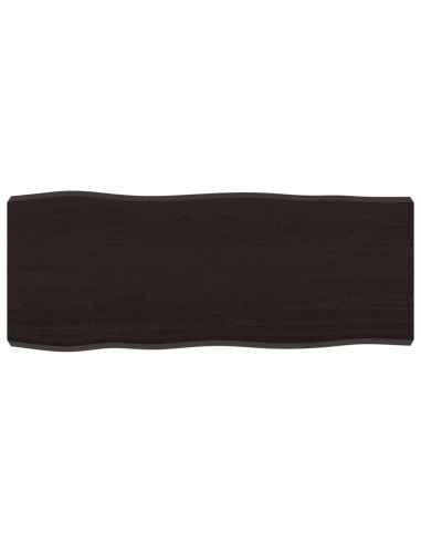 Piano Tavolo Marrone Scuro 100x40x(2-6)cm Rovere Non Trattato