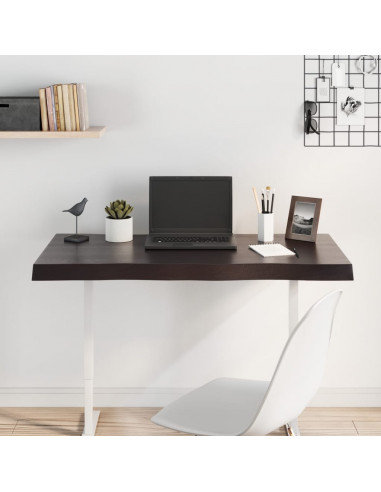 Piano Tavolo Marrone Scuro 100x40x(2-6)cm Rovere Non Trattato