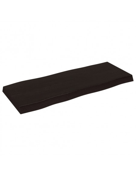 Piano Tavolo Marrone Scuro 100x40x(2-6)cm Rovere Non Trattato