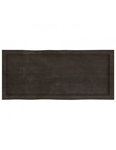 Piano Tavolo Marrone Scuro 100x40x(2-6)cm Rovere Non Trattato