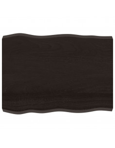 Piano Tavolo Marrone Scuro 80x60x(2-6)cm in Rovere Non Trattato 2