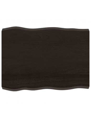 Piano Tavolo Marrone Scuro 80x60x(2-6)cm in Rovere Non Trattato