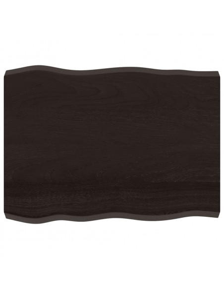 Piano Tavolo Marrone Scuro 80x60x(2-6)cm in Rovere Non Trattato
