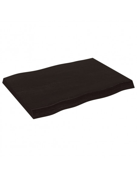 Piano Tavolo Marrone Scuro 80x60x(2-6)cm in Rovere Non Trattato