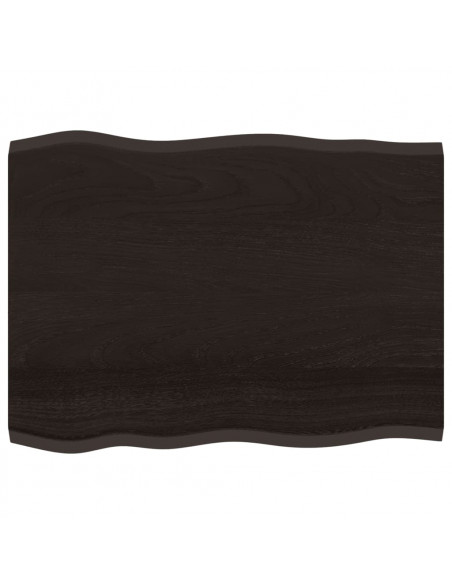 Piano Tavolo Marrone Scuro 80x60x2 cm in Rovere Non Trattato