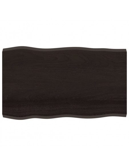 Piano Tavolo Marrone Scuro 100x60x(2-4)cm Rovere Non Trattato