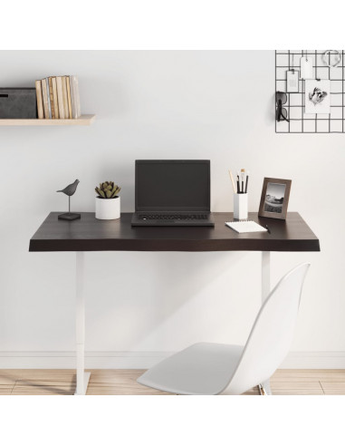 Piano Tavolo Marrone Scuro 100x60x(2-4)cm Rovere Non Trattato