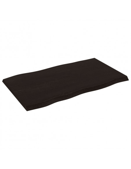 Piano Tavolo Marrone Scuro 100x60x(2-4)cm Rovere Non Trattato