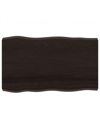Piano Tavolo Marrone Scuro 100x60x(2-6)cm Rovere Non Trattato