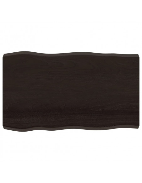 Piano Tavolo Marrone Scuro 100x60x(2-6)cm Rovere Non Trattato