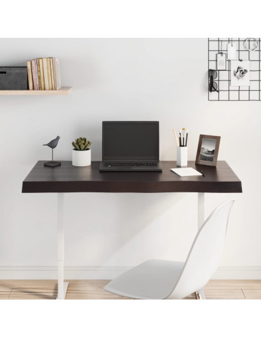 Piano Tavolo Marrone Scuro 100x60x(2-6)cm Rovere Non Trattato