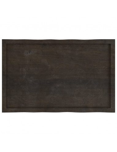 Piano Tavolo Marrone Scuro 100x60x(2-6)cm Rovere Non Trattato