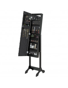 Specchio Autoportante con LED Nero 34x37x146 cm 2