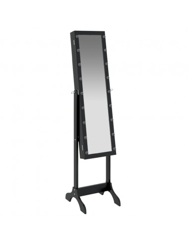 Specchio Autoportante con LED Nero 34x37x146 cm
