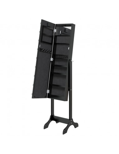 Specchio Autoportante con LED Nero 34x37x146 cm